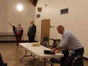 2024 Legislators' Town Hall: Diane was the MC again. Here she is with Senator Wilson in the foreground and Rep. Walsh next to her.