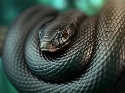 A close up of a snake Description automatically generated