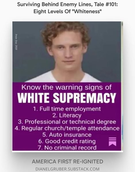 Surviving Behind Enemy Lines, Tale #101: Eight Levels Of "Whiteness"